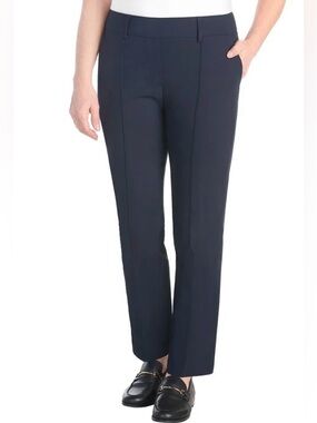 Hilary Radley Navy Mid-Rise Pull-On Slim Leg Pants
